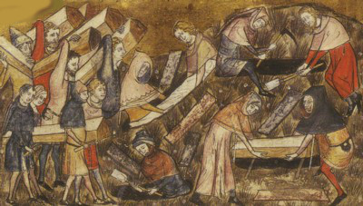 Entierro de las víctimas de la peste de 1349 en Tournai, Anales de Gilles le Muiset