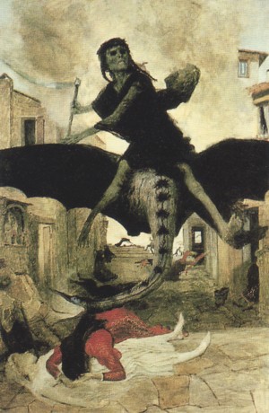 La peste, temple sobre tabla de Arnold Böcklin, 1898. Kunstmuseum, Basilea