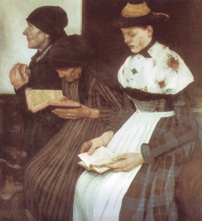 Tres mujeres en la iglesia, de Wilhelm Leibl
