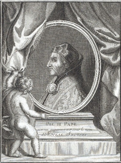 Pío II, grabado de Jean-Baptiste Scotin