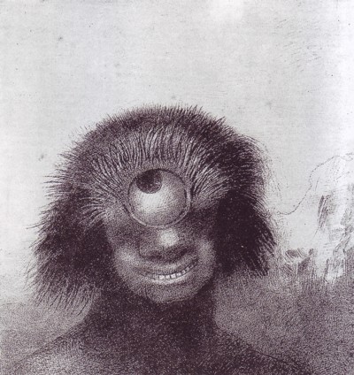 Los orígenes: El pólipo deformado anda por la orilla,litografía de Odilon Redon.Bibliothèque Nationale, Cabinet des Estampes, París