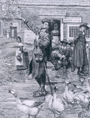 Un cuáquero predicando en Nueva Inglaterra, por Howard Pyle