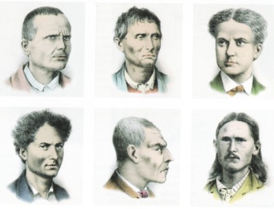 Distintos tipos de criminal, en Cesare Lombroso, L'uomo delinquente, 1876, Turín, Fratelli Bocca