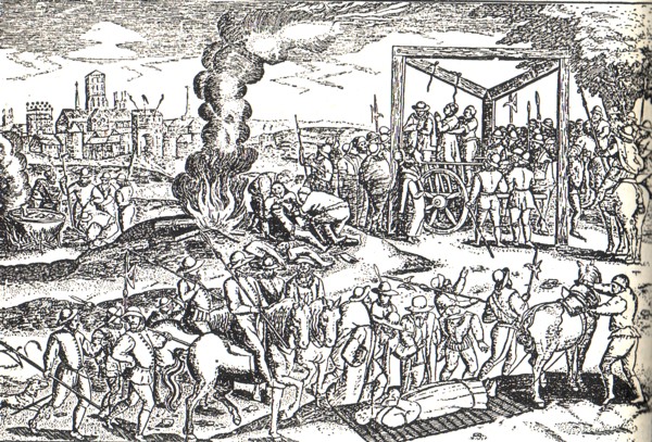 Ejecución de protestantes en Inglaterra durante el reinado de MaríaDe un grabado antiguo