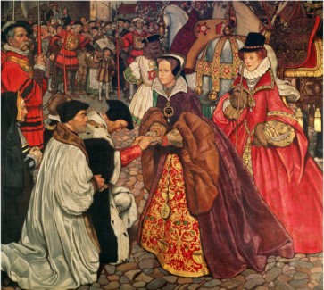 María entra en Londres con la princesa Isabelóleo de John Byam Show