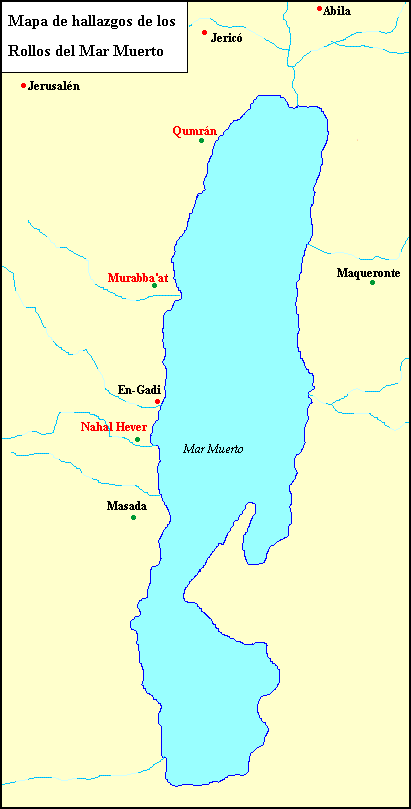 Mapa de hallazgos de los Rollos del Mar Muerto