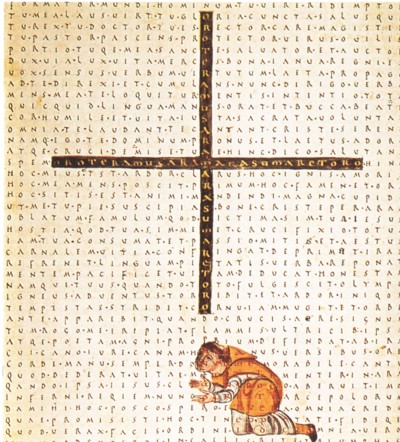 De Laudibus sanctae crucis, ms. 652 f. 33v, de Rabán Mauro, siglo IX, Oesterreische Nationalbibliothek, Viena