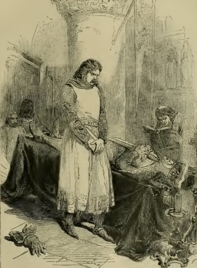 Ricardo Corazón de León ante el cadáver de su padreIlustración de Cassell's Illustrated History of England