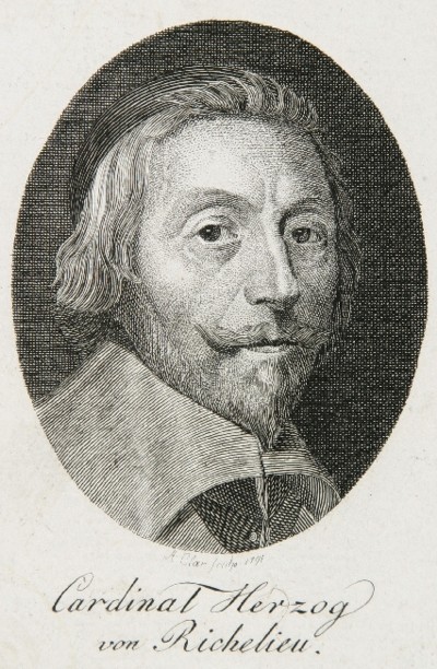 Cardenal Richelieu, grabado por A. Clair