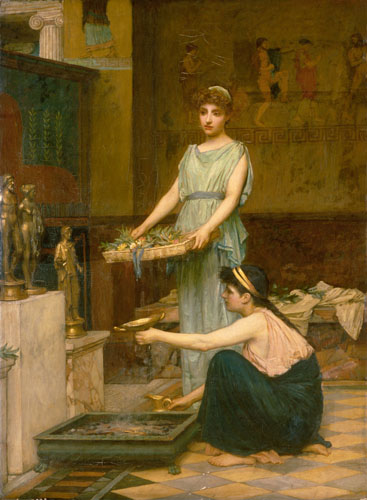 Sacrificio en el altar, por John William Waterhouse