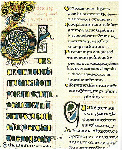 Página de un salterio irlandés del siglo VIII