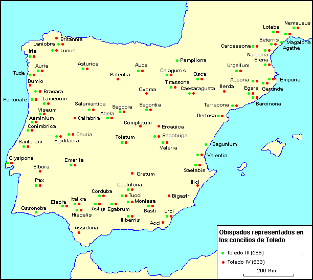 Obispos hispanos representados en los concilios III y IV de Toledo