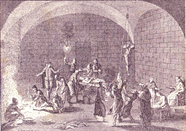 Torturas de la Inquisición en los Países Bajos, de un grabado antiguo