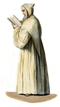 Monje trapense leyendo un texto sagrado