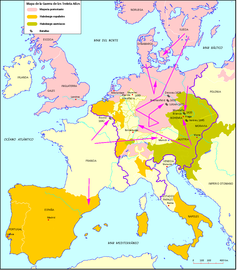 Mapa de la Guerra de los Treinta Años