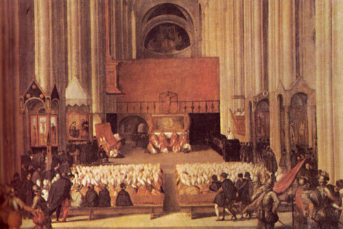 Sesión final del concilio de Trento, por autor anónimo. Museo del Louvre, París