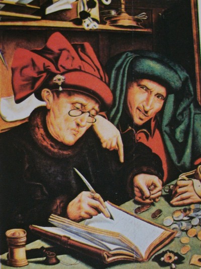 Dos usureros, por Marinus van Roejmerswaelen.Museo Stibbert, Florencia