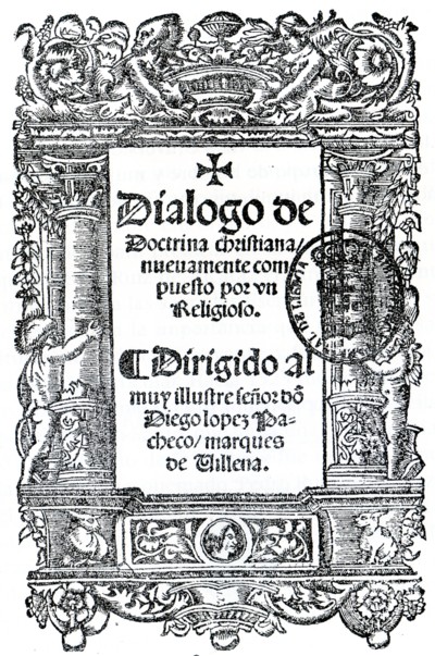 Portada de la primera edición del Diálogo de Doctrina Cristiana, de Juan de Valdés, Alcalá de Henares, 1529