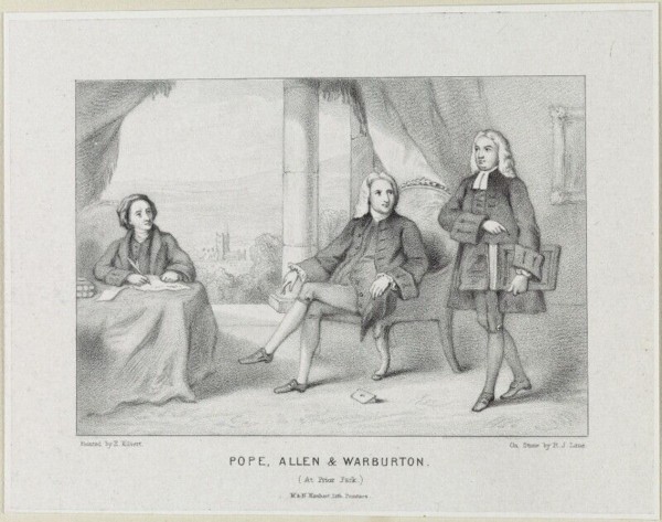 Warburton con Pope y Allen en Prior Park, por Richard James LaneNational Portrait Gallery